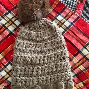 Handmade Chunky Crochet Toque with Faux Fur Pom-Pom